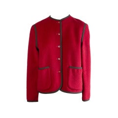 Pierre Cardin Red with Black Detail Wool Coat/Jacket Size 6 9