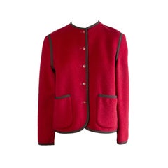 Retro Pierre Cardin Red with Black Detail Wool Coat/Jacket Size 6