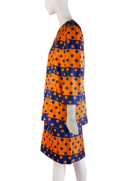 Orange 1960's Vintage Jeanne Lanvin Mod Skirt Suit Paris For Sale