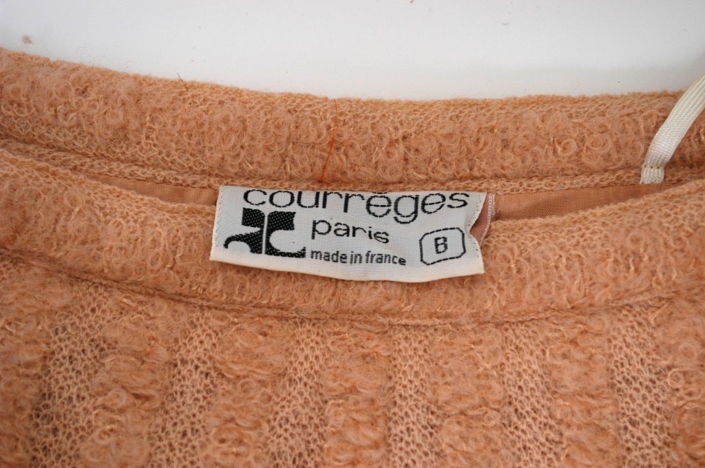Courreges Salmon Colored Wool Skirt Suit In Excellent Condition For Sale In Boca Raton, FL