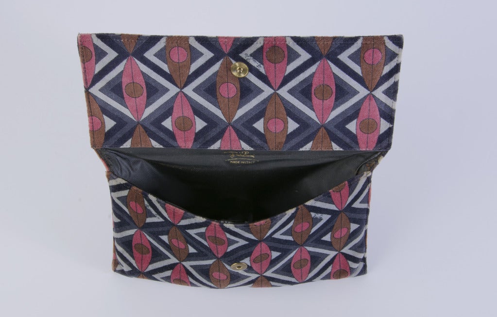 Emilio Pucci Black & Burgandy Fold Over Velvet Clutch Purse 1