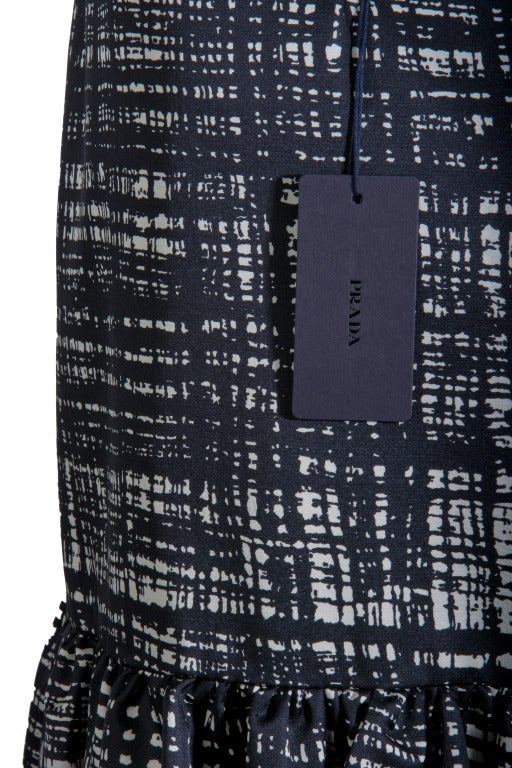 Women's Prada Black & White Print Peplum Skirt with Matching Belt
