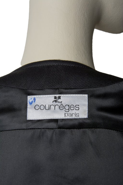 Vintage 1960's Courreges Black & Cream Two Piece Wool Skirt Suit Size 36 For Sale 1