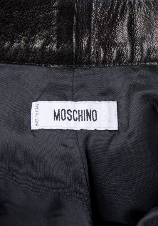 Moschino Dark Chocolate Mouton Leather Pants with Silver Tone Grommets Size 8 2