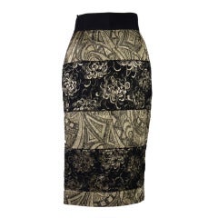 Dolce 
Gabbana Black 
Gold Lame Skirt