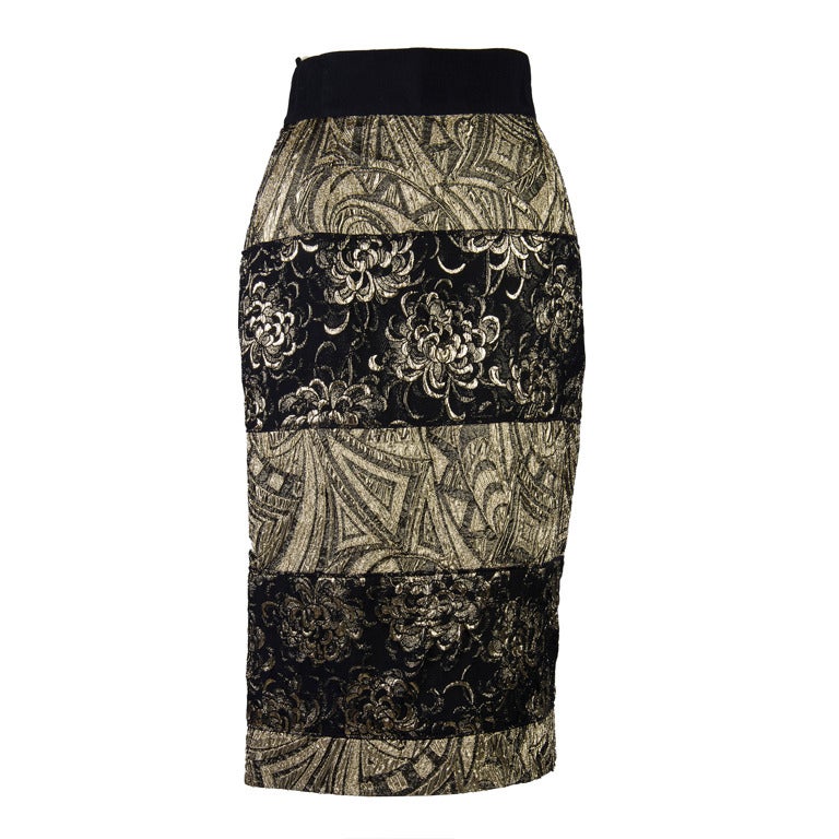 Dolce & Gabbana Black & Gold Lame Skirt