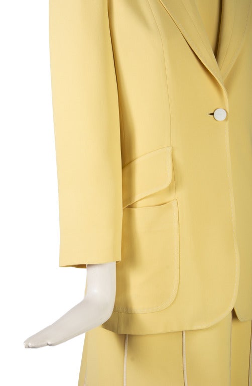 Orange Moschino Cheap & Chic Yellow Sleeveless Dress w/ Matching Jacket Two Piece Set For Sale