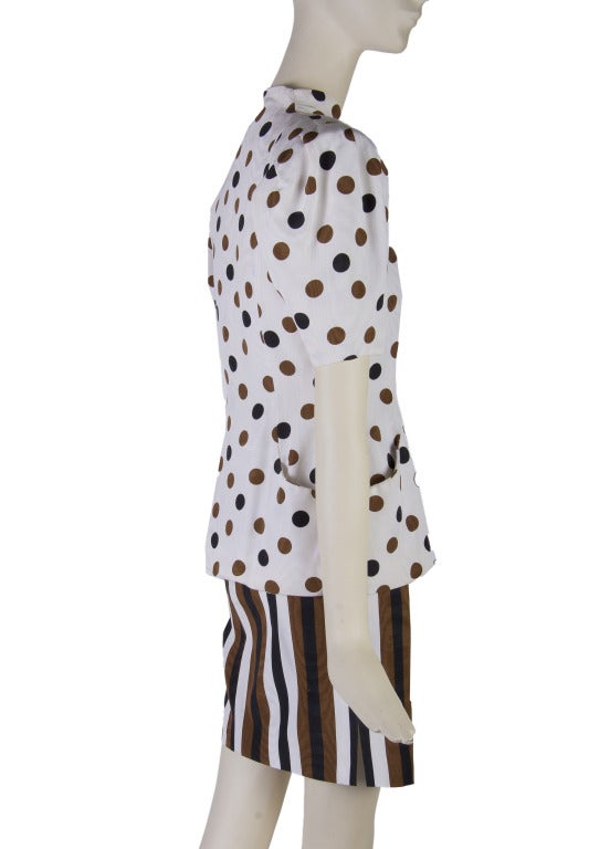 white polka dot suit