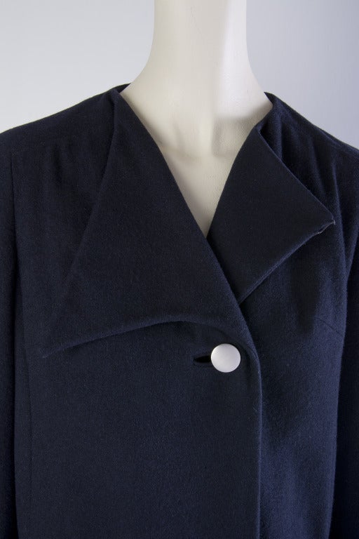 1960's Vintage Ginger by Mary Quant Navy Blue Wool Trench Style Coat at ...