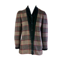 1980's Lanvin Wool & Corduroy Plaid Coat 10