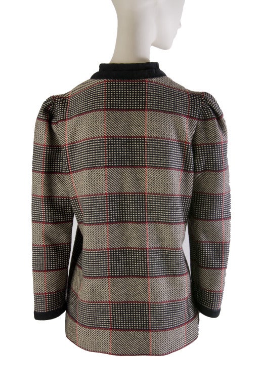 Women's 1980's Lanvin Wool & Corduroy Plaid Coat For Sale