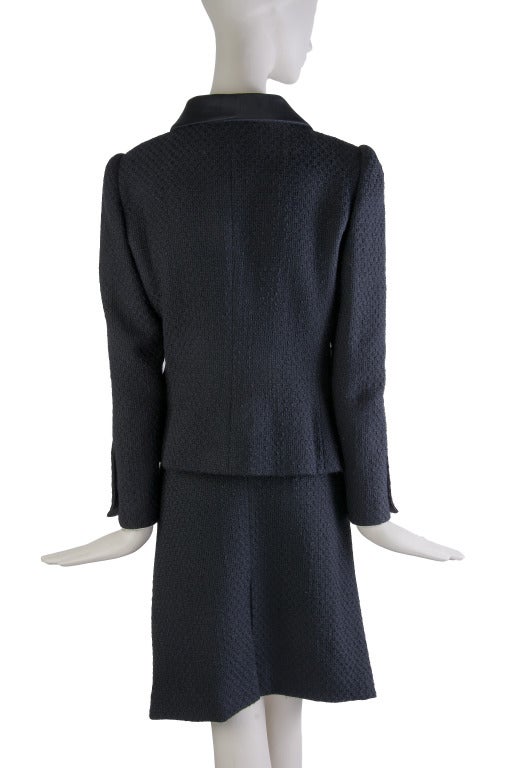 Oscar de la Renta Black Two Piece Wool Skirt Suit Size 12 1