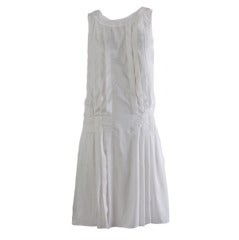 New by Chanel White Pleated Sleeveless Silk Sun Dress