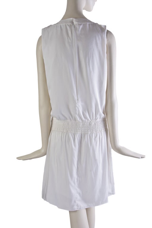 New by Chanel White Pleated Sleeveless Silk Sun Dress at 1stdibs