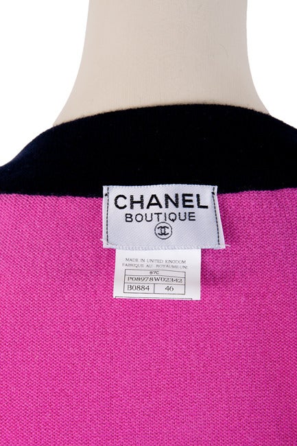 Chanel Fuchsia & Black Cashmere Sweater Two Piece Set Size 46 1