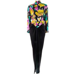 1980's Bob Mackie Multi-Colored & Black Sequin Gown