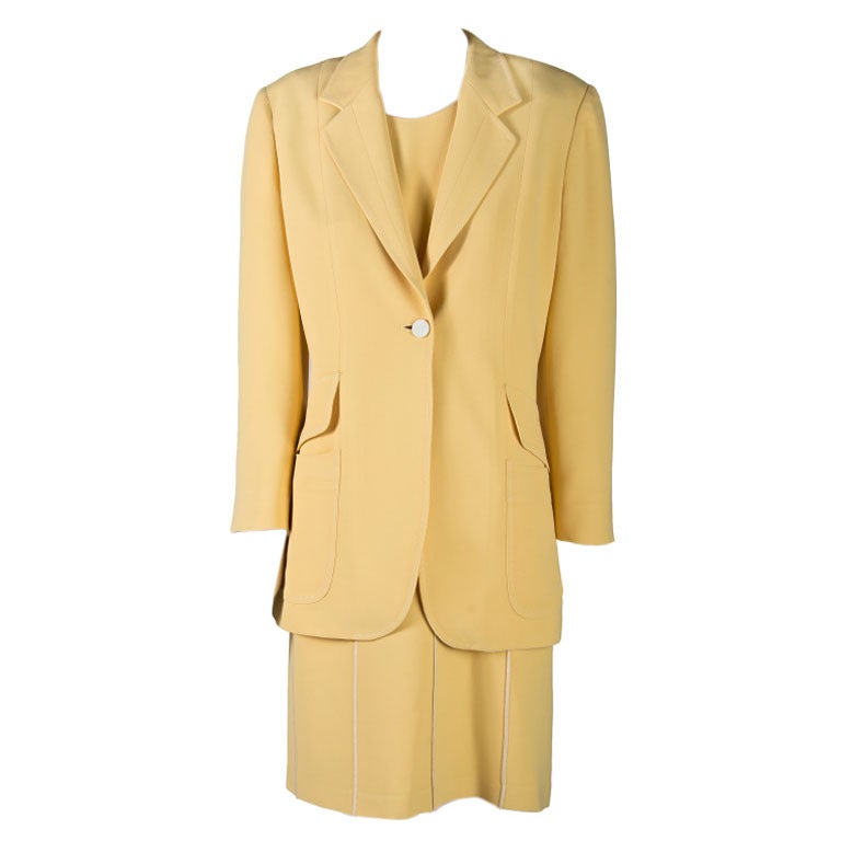 Moschino Cheap & Chic Yellow Sleeveless Dress w/ Matching Jacket Two Piece Set For Sale