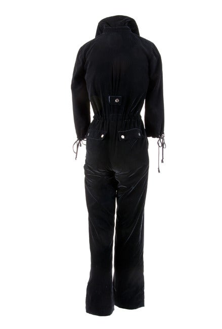 1970's Vintage Courreges Black Velvet Jumpsuit