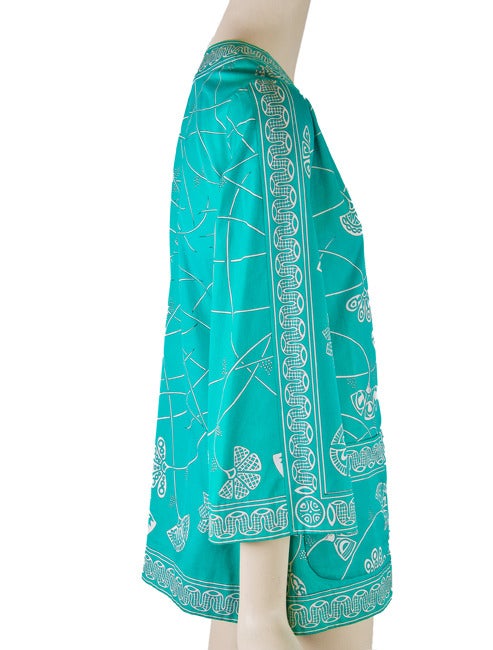 Vintage Emilio Pucci Turquoise and White Print Cotton Jacket For Sale ...