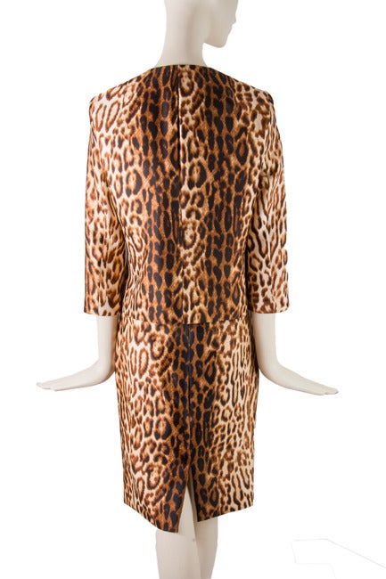  Celine Suit  Leopard Print Skirt with Jacket 1990's Never Worn Size 38 In Excellent Condition In Boca Raton, FL