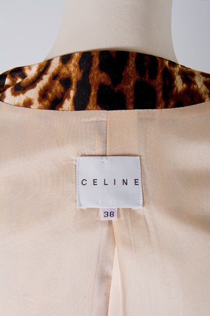  Celine Suit  Leopard Print Skirt with Jacket 1990's Never Worn Size 38 3