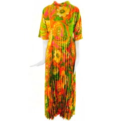 1960's Krist Abstract Floral Maxi Dress