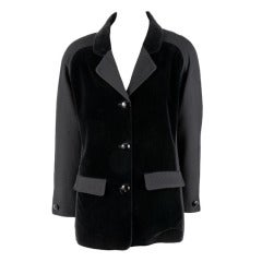 Vintage Courreges Black Velvet & Wool Blazer Coat Jacket Size 40 10
