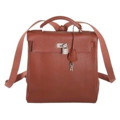 Hermes 28cm Etrusque Fjord Leather Kelly Ado Backpack