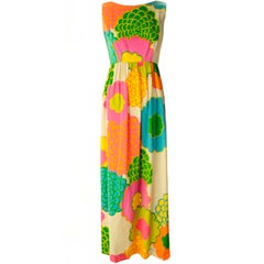 Vintage Malia Hawiian Maxi Dress in Neon Floral