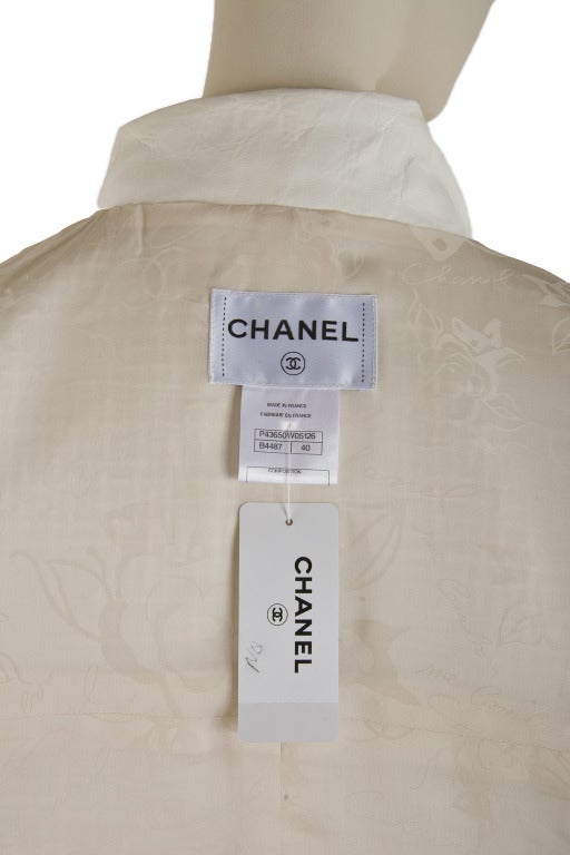 Chanel Creme Colored Cotton with Leather Trim 2 PC Skirt Suit 2