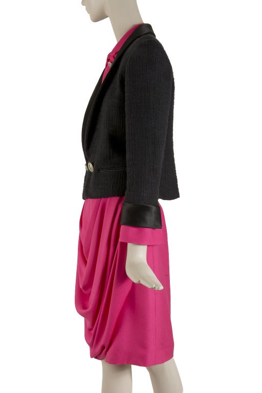 Women's NWT Chanel Black & Pink Three Piece Skirt Suit Size 38/40 For Sale