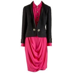 NWT Chanel Black & Pink Three Piece Skirt Suit Size 38/40