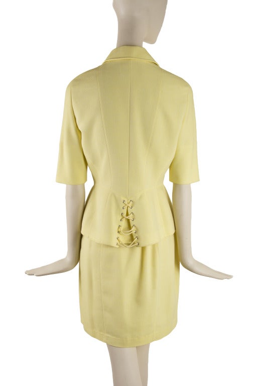Women's Thierry Mugler Lemon Yellow Two Piece Skirt Suit For Sale