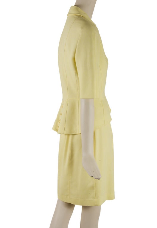 Thierry Mugler Lemon Yellow Two Piece Skirt Suit In Excellent Condition For Sale In Boca Raton, FL