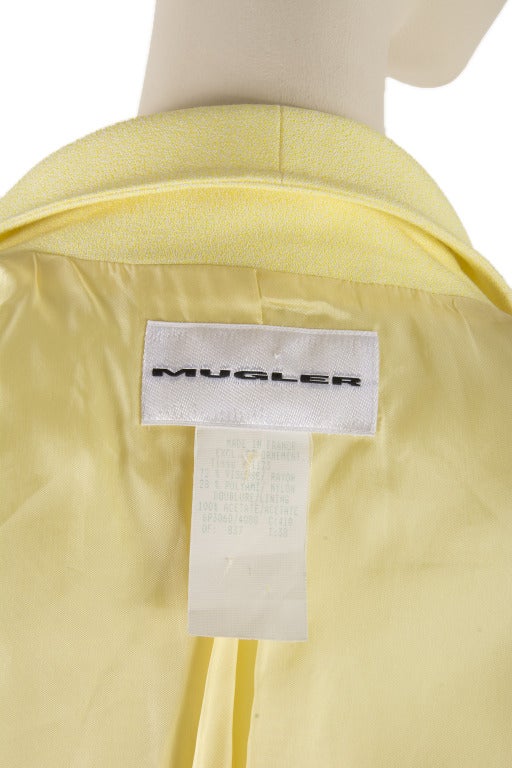 Beige Thierry Mugler Lemon Yellow Two Piece Skirt Suit For Sale