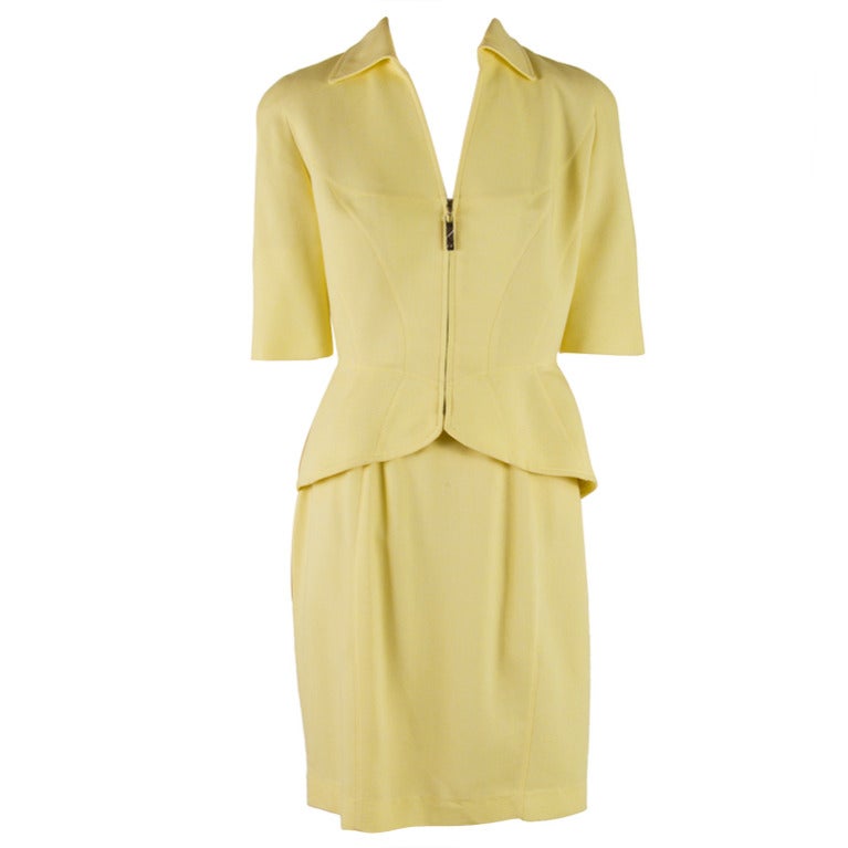 Thierry Mugler Lemon Yellow Two Piece Skirt Suit For Sale