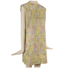 Chanel Purple Yellow and Green Tweed Sleeveless Dress Size 38