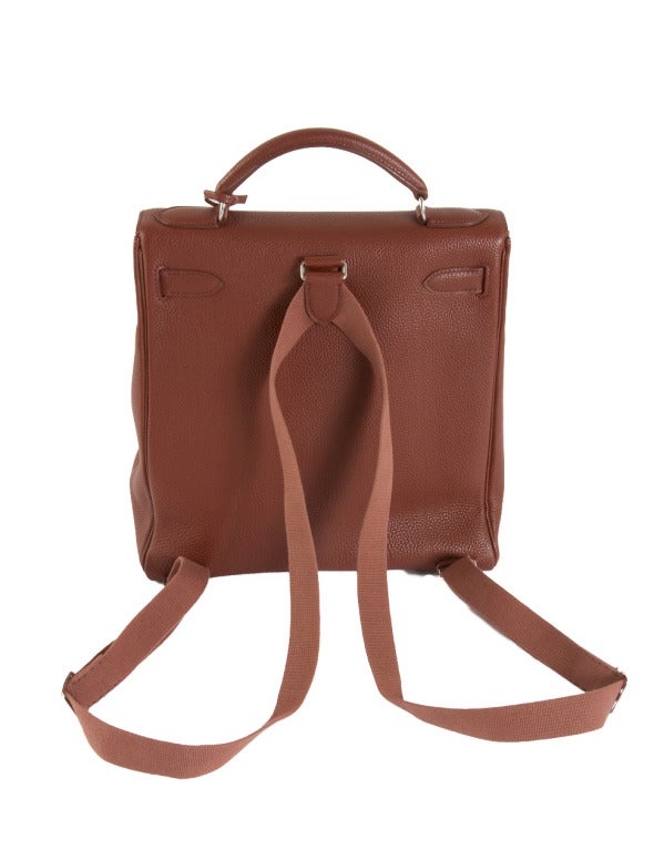 Hermes 28cm Etrusque Fjord Leather Kelly Ado Backpack 3