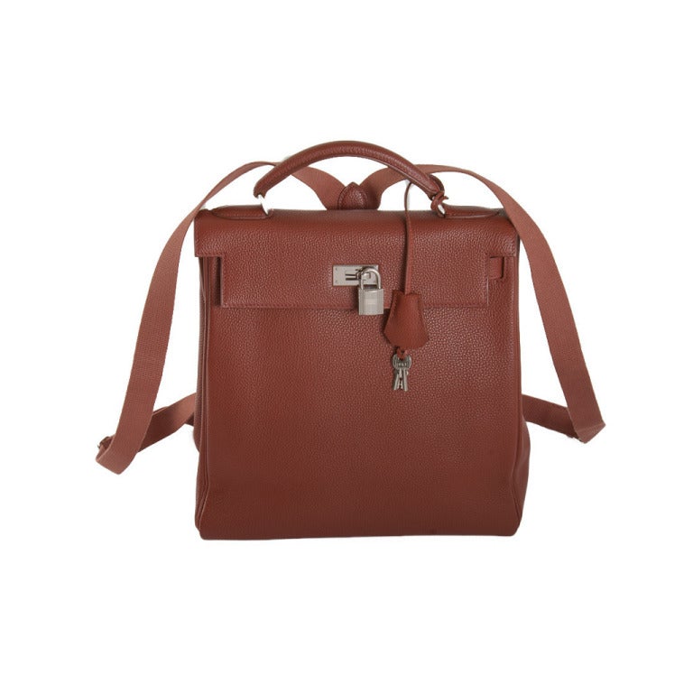 Hermes 28cm Etrusque Fjord Leather Kelly Ado Backpack at 1stdibs