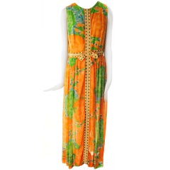 Used RARE Lilly Pulitzer Mousseline Silk 1960's Orange Floral Maxi