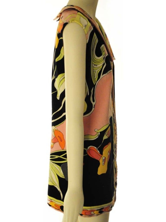 1970's Emilio Pucci Vibrant Cotton Velvet Sleeveless Vest Jacket For Sale 1