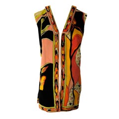 1970's Emilio Pucci Vibrant Cotton Velvet Sleeveless Vest Jacket