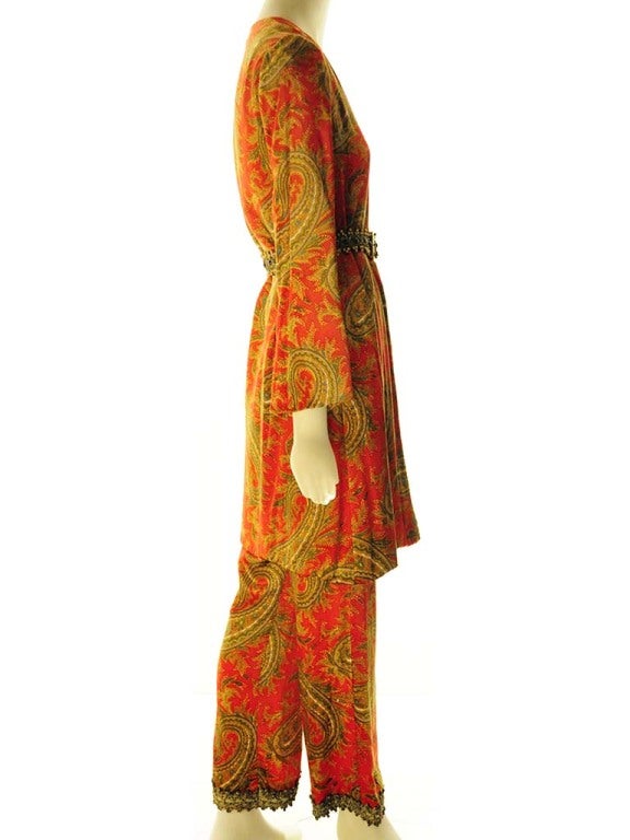 Orange Bill Blass - Late 1960's Tunic and Pants - Museum Worthy For Sale