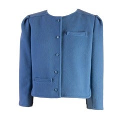 1970's Vintage Courreges Marine Blue Wool Jacket