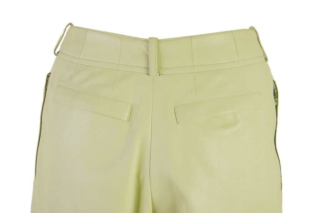 Women's Chanel Leather Shorts Mint Green Lambskin For Sale