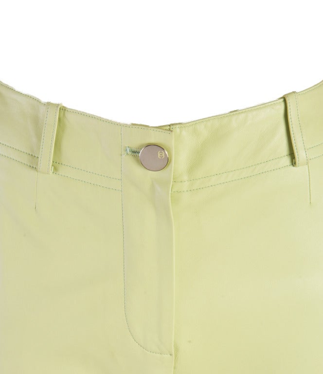 Chanel Leather Shorts Mint Green Lambskin For Sale 1