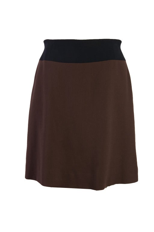 Women's Louis Feraud Brown Wool 2PC Skirt Suit Size 6