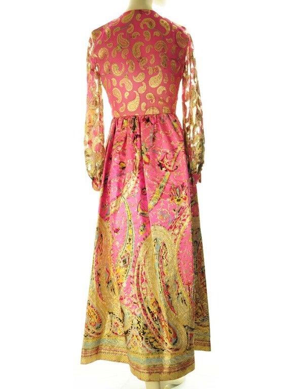 Oscar de La Renta Pink Paisley Even Dress For Sale at 1stdibs