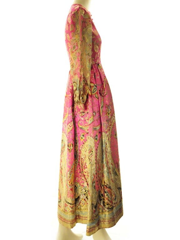 Orange Oscar de La Renta Pink Paisley Even Dress For Sale