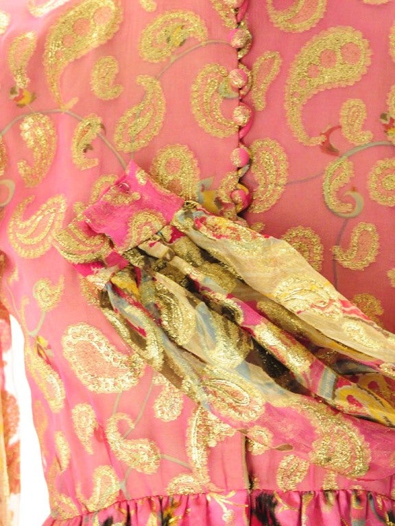 Women's Oscar de La Renta Pink Paisley Even Dress For Sale